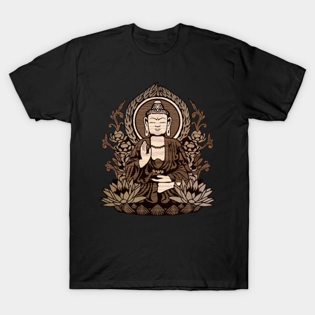 Gautama Buddha Woodgrain T-Shirt by GAz